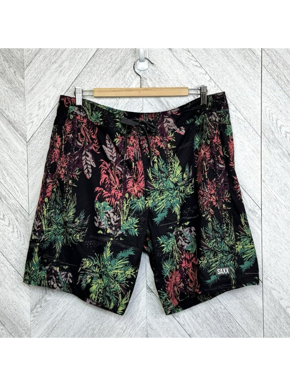 SAXX Betawave 2N1 Swim Trunks Board Shorts Men Size 36 Floral Ballpark 9" Inseam